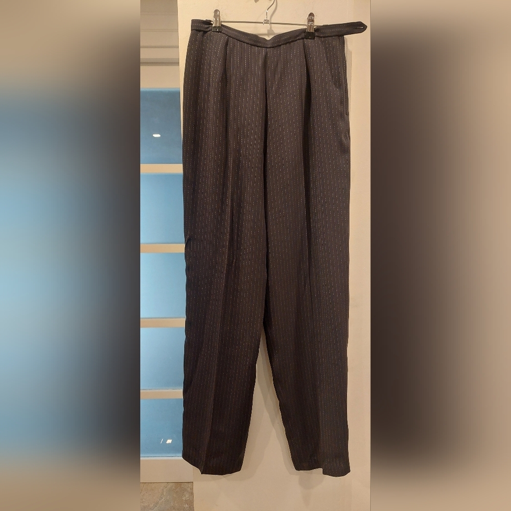 Larry Levine Dark Gray Pinstripe Trousers